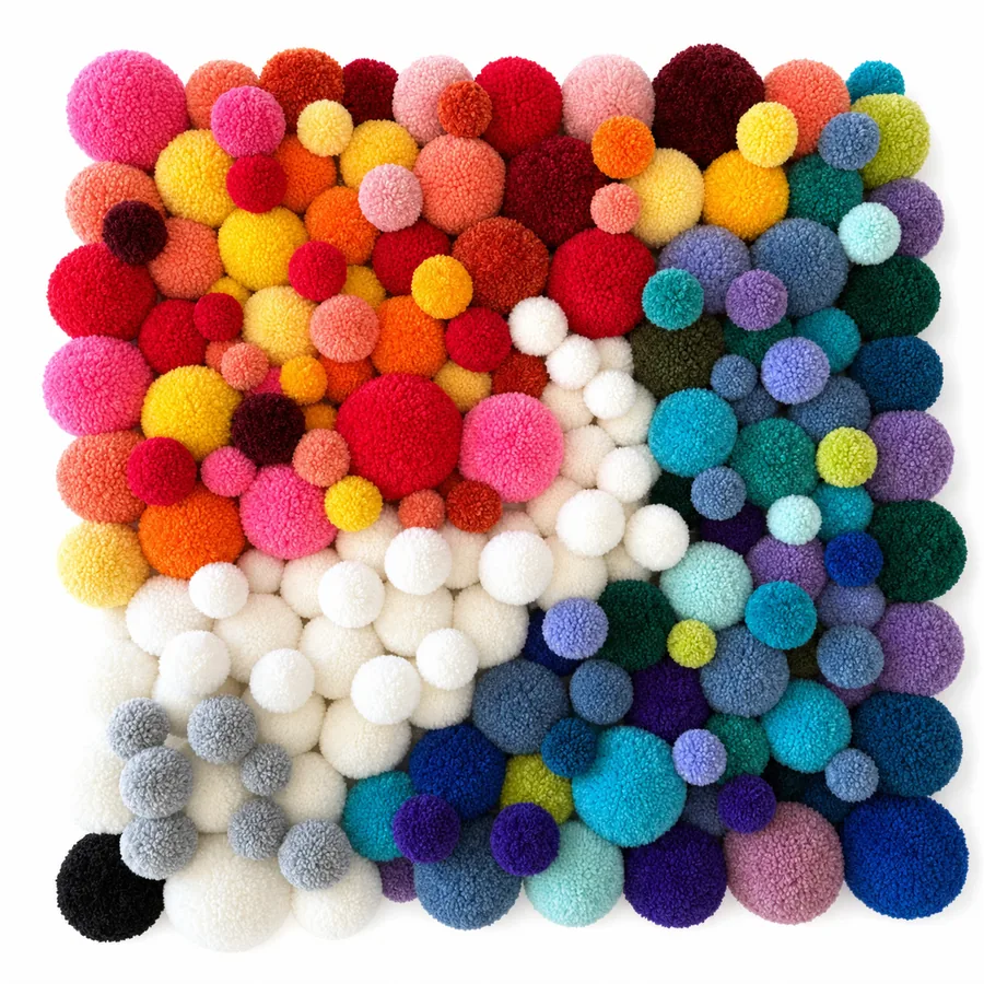 Pom pom art mural on canvas